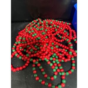 vintage tree  Christmas Red and Green Wooden Bead Garland Holiday Tree sttrands